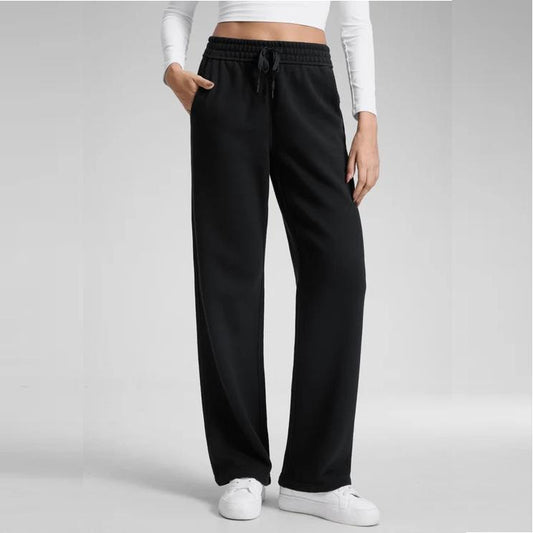 Damen weite High-Waist-Hose mit fließendem Schnitt in Vorderansicht
