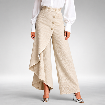 Damen Weite Hose Mit Hohem Bund Und Fließendem Fall