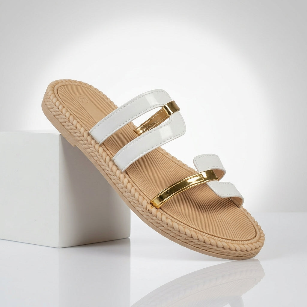 Damen Sandalen Mit Zwei Riemen Im Slide Stil