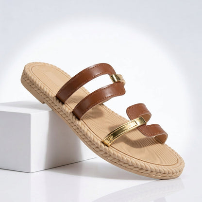 Damen Sandalen Mit Zwei Riemen Im Slide Stil