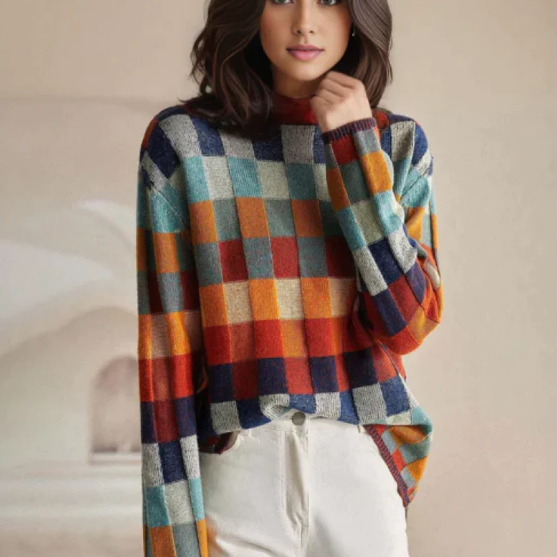 Lia™ | Patchwork turtleneck sweater