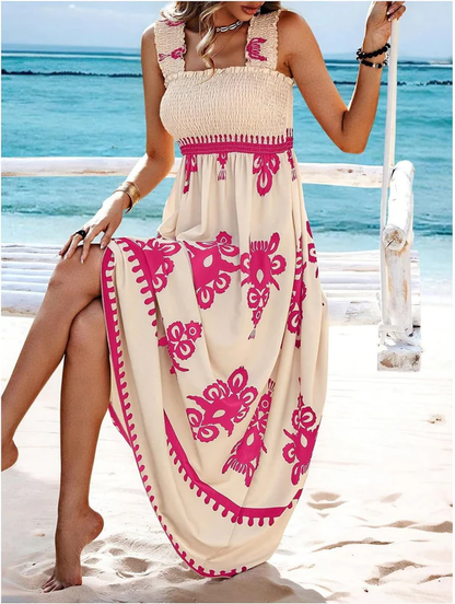 Künstlerisches geometrisches Maxikleid mit Raffung