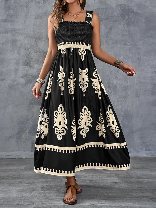 Künstlerisches geometrisches Maxikleid mit Raffung