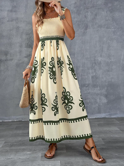 Künstlerisches geometrisches Maxikleid mit Raffung