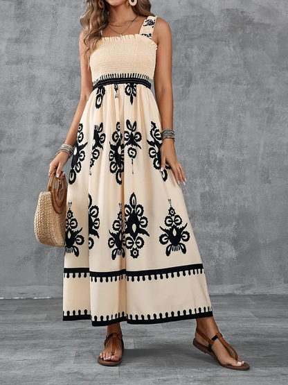 Künstlerisches geometrisches Maxikleid mit Raffung