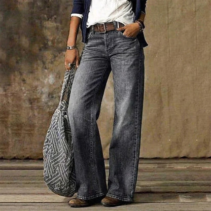 Damen Denimhose mit weitem Bein für stilvolle Alltagslooks