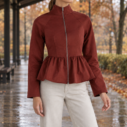 Damen Schößchenjacke Mit Stehkragen