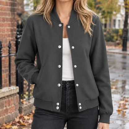 Rückansicht der Damenjacke aus Baumwollmix mit schlichtem Design