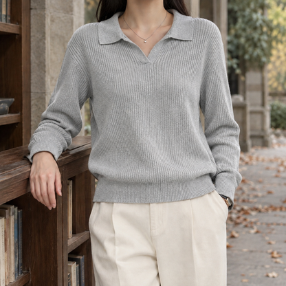 Rippstrickpullover mit Polokragen als vielseitiges Alltagsoutfit