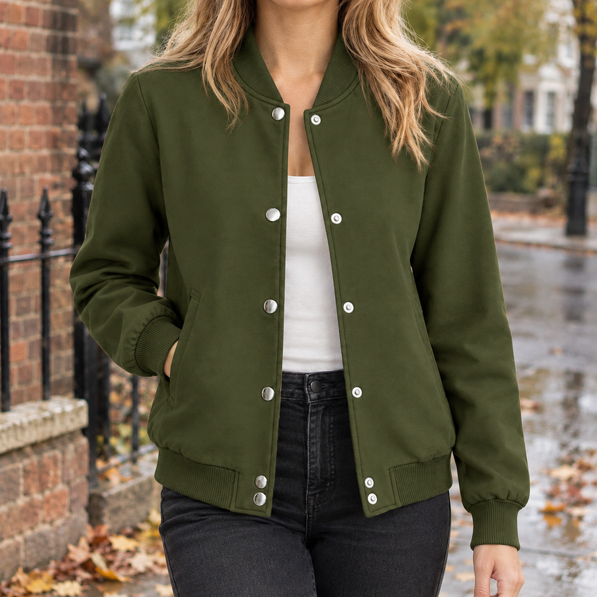 Bomberjacke Aus Baumwollmix Mit Rippdetails