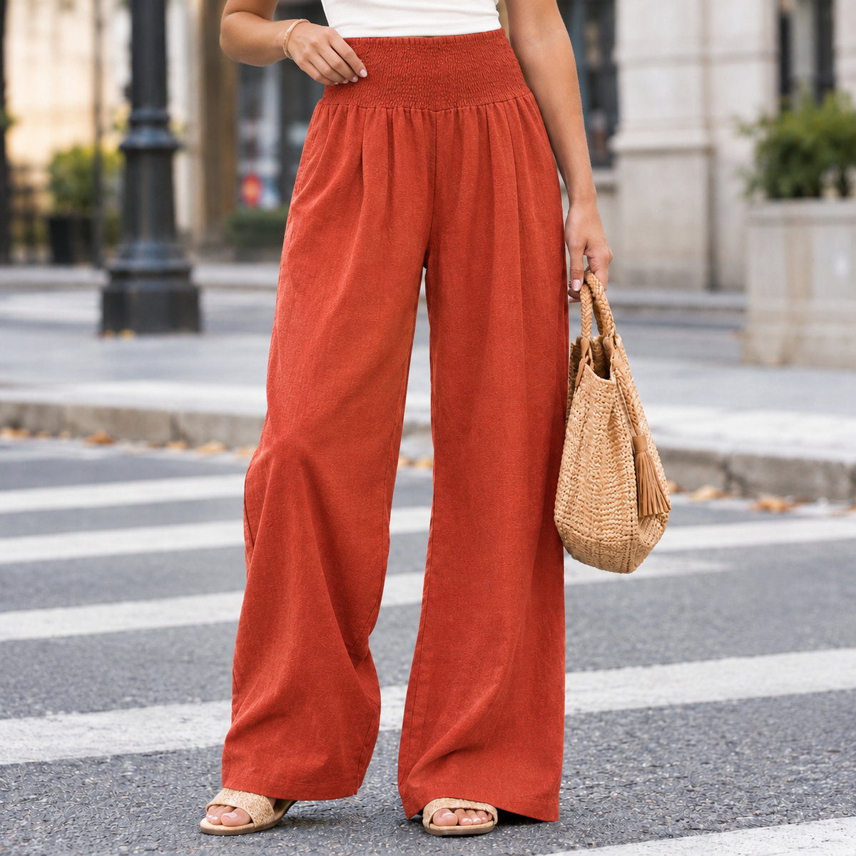 Weite Hose Aus Baumwollmix Mit Smokbund