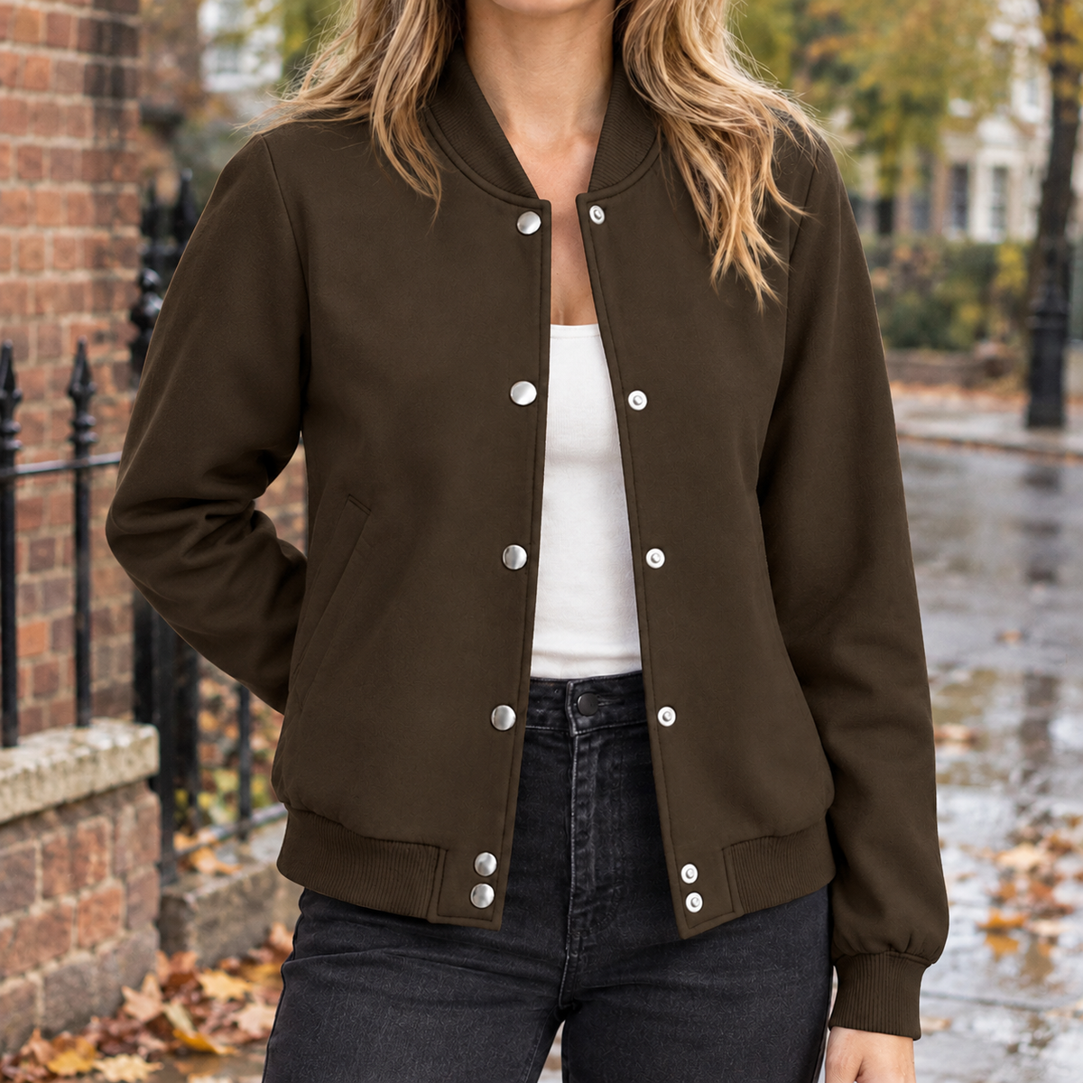 Bomberjacke Aus Baumwollmix Mit Rippdetails