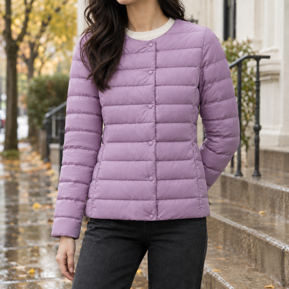 Taillenlange Daunen Steppjacke