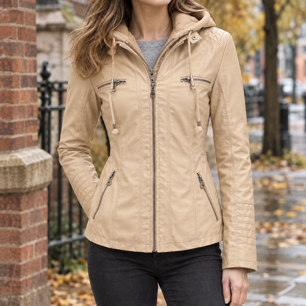 Jacke in Lederoptik als vielseitiges Outfit für den Alltag