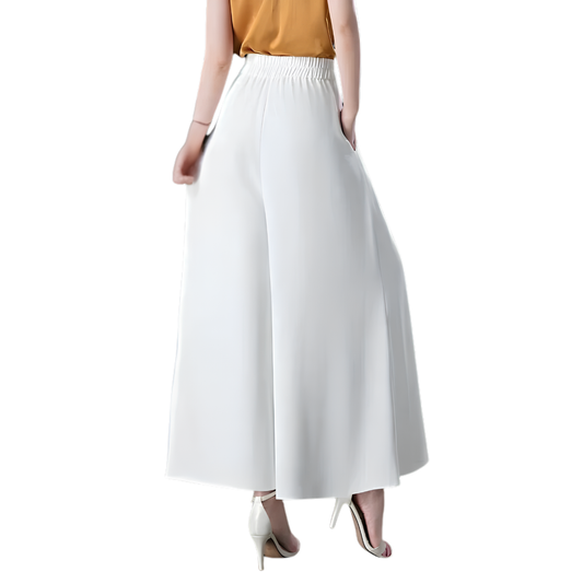 Damen weite Hose mit elastischem Bund in eleganter Business-Casual-Optik