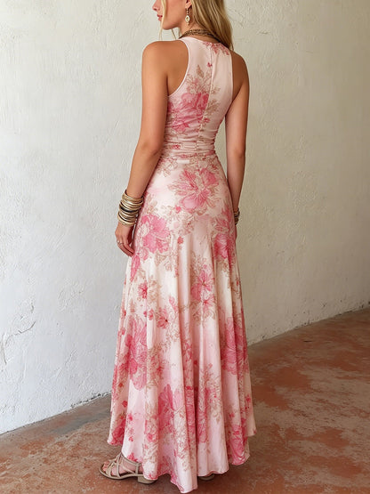 Damenkleid in Midi-Länge mit Blumenprint und offenem Schulterbereich