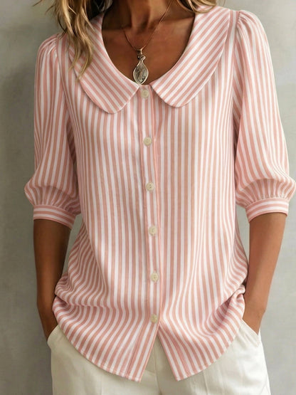 Vintage Baumwollbluse mit Claudine-Kragen