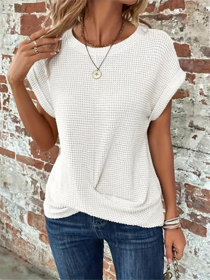 Damen Stricktop Mit Struktur Und Kurzarm