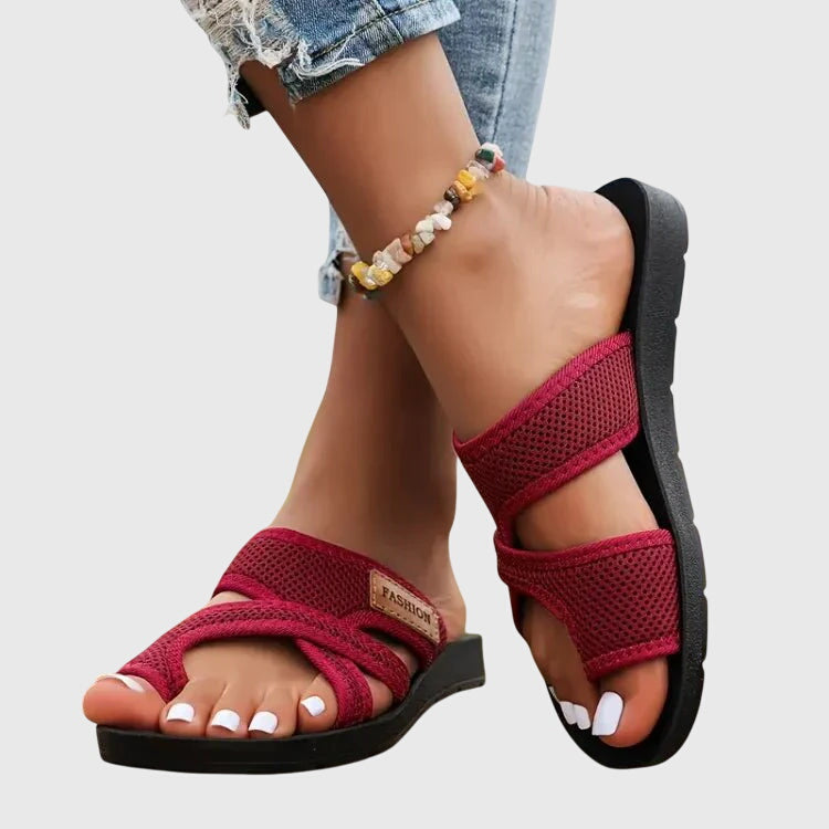 Damen Sandalen mit konturiertem Fußbett mit sichtbaren Riemen