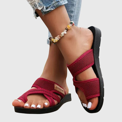 Damen Sandalen mit konturiertem Fußbett mit sichtbaren Riemen