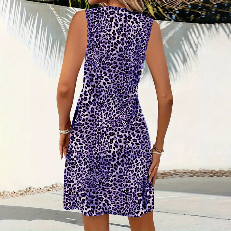 Sommerkleid mit Leopardenmuster für Damen in stilvoller Gesamtansicht