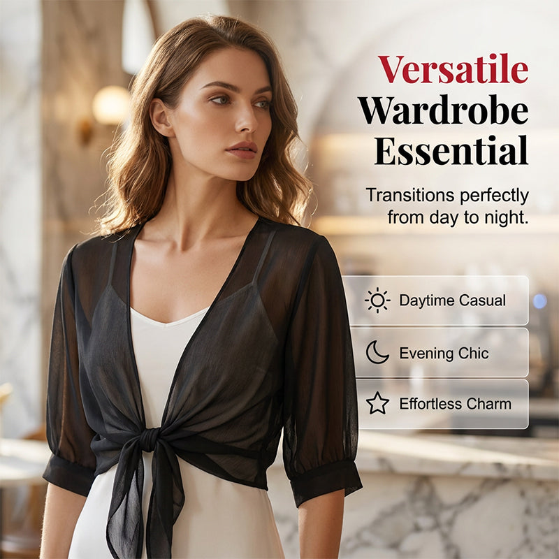 Eleganter Damen-Überwurf aus Chiffon mit kurzer Passform und weichem Fall