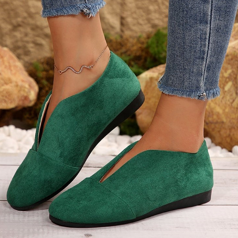 Damen Slipper Mit V-Ausschnitt Und Flacher Sohle