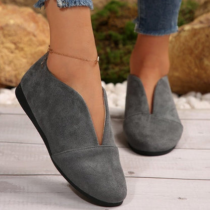 Damen Slipper Mit V-Ausschnitt Und Flacher Sohle