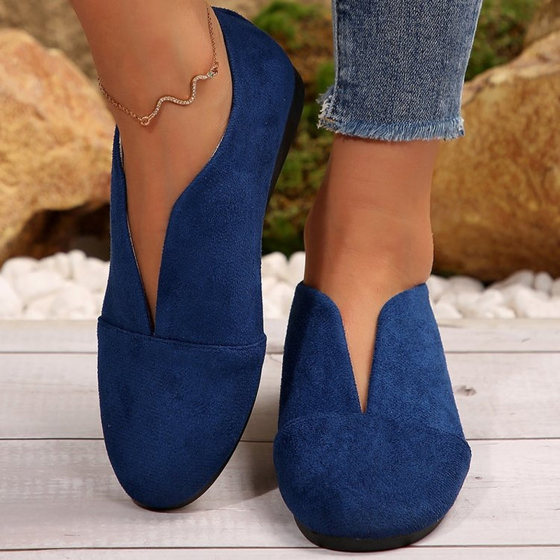 Damen Slipper Mit V-Ausschnitt Und Flacher Sohle