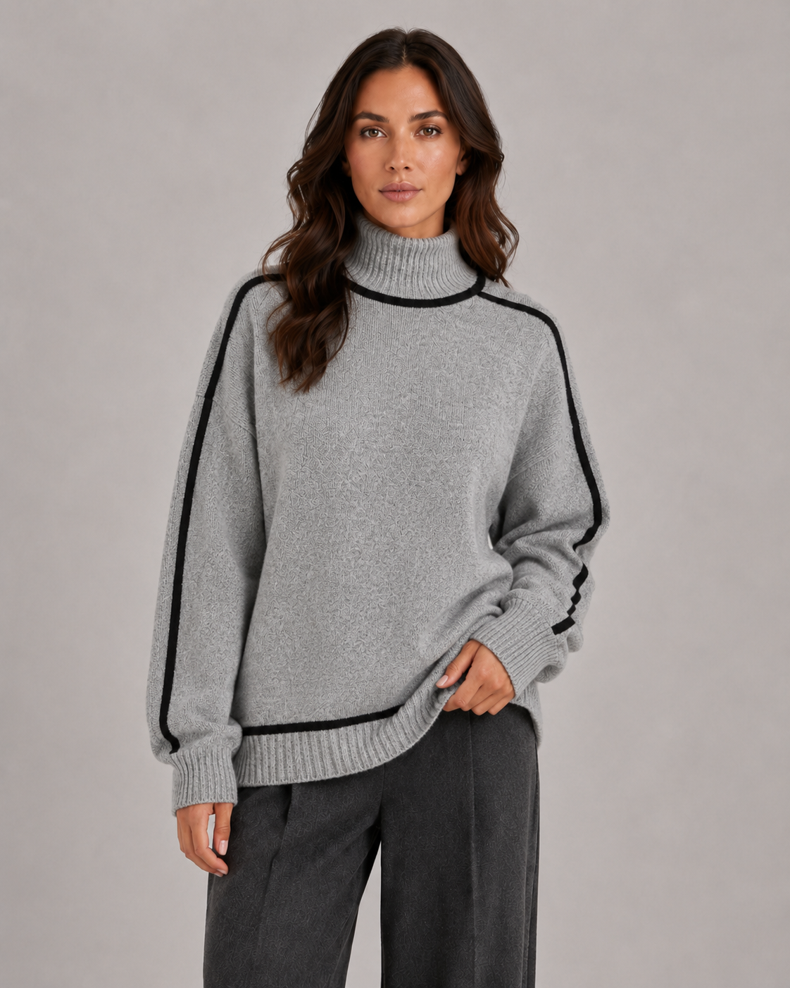 Ärmel und Schulterpartie des Oversize-Strickpullovers für Damen