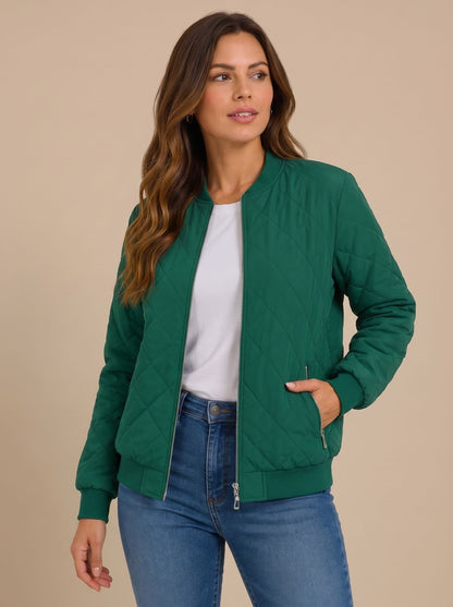 Damen-Bomberjacke mit praktischen Taschen an der Vorderseite
