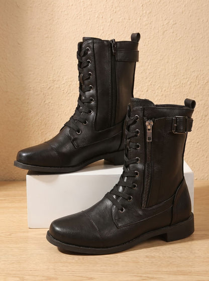 Combat-Boots mit runder Zehenkappe für Damen
