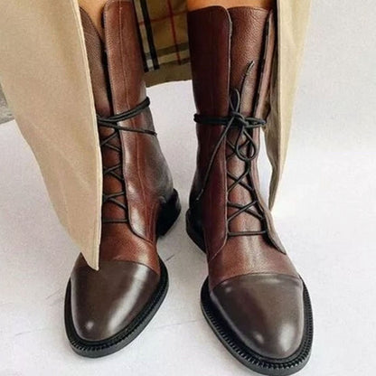 Paar Damen-Schnürstiefel im Combat-Stil für Alltag und Freizeit