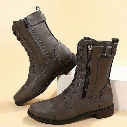 Damen-Schnürboots mit Schnürung und Seitenreißverschluss