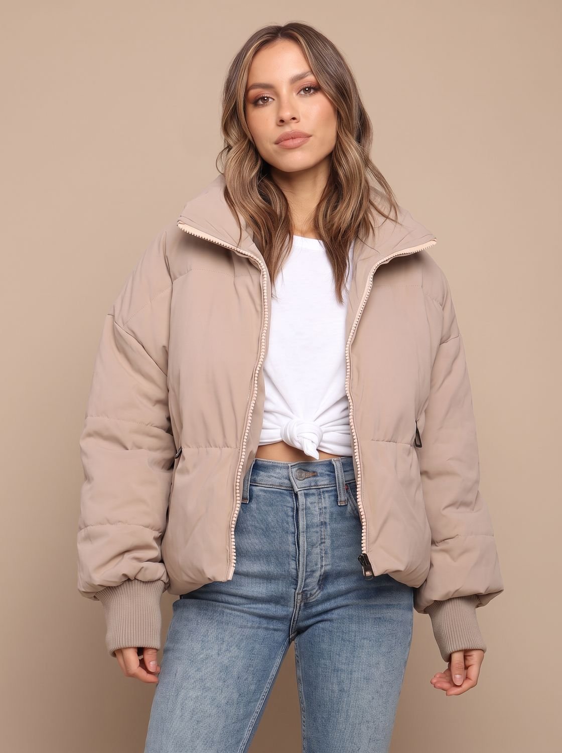 Damen Steppjacke in Oversize-Passform von vorne
