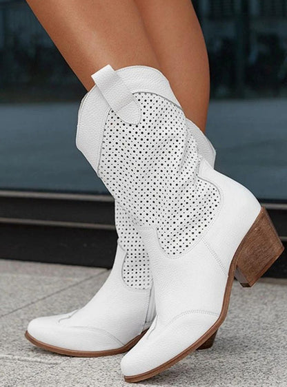 Damenstiefel mit spitzer Schuhform und wadenhohem Westernschaft