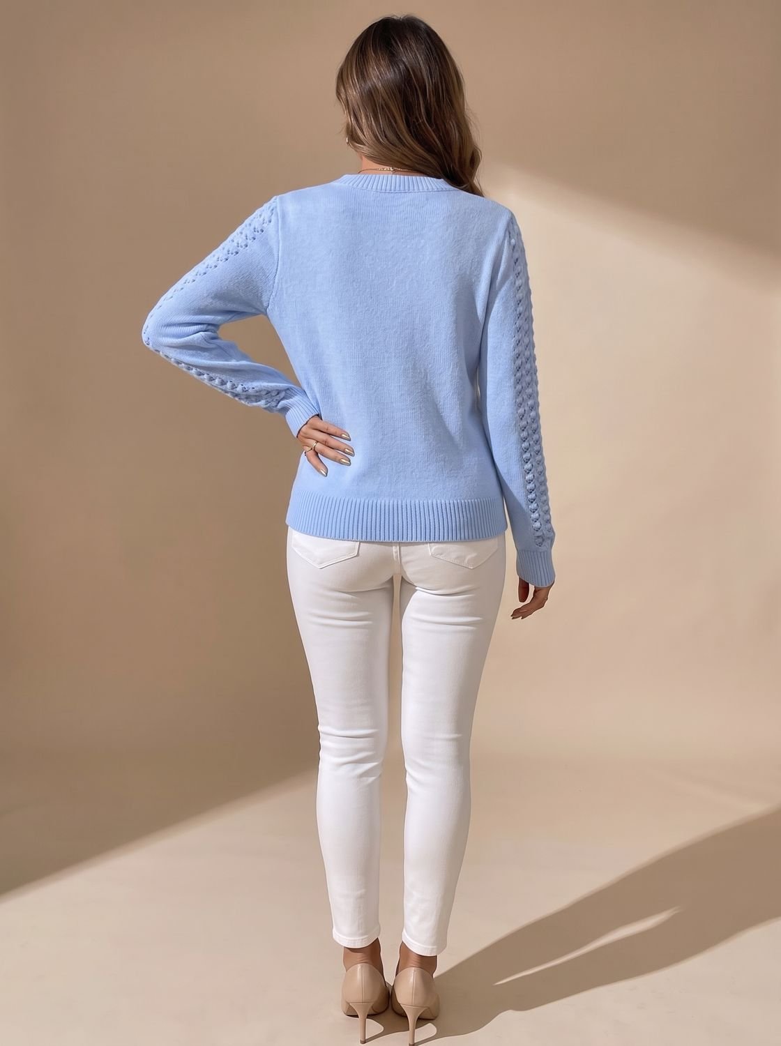 Cropped Langarmpullover für Damen aus feinem Strick