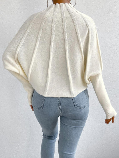 Kaschmir-Strickpullover mit Fledermausärmeln