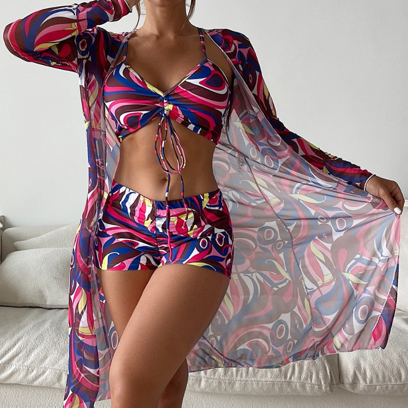 Dreiteiliger Badeanzug mit hoher Taille für Frauen [Letzter Tag Rabatt}