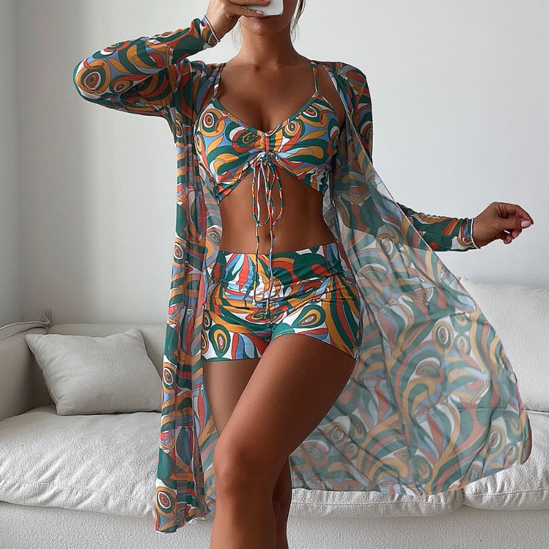 Dreiteiliger Badeanzug mit hoher Taille für Frauen [Letzter Tag Rabatt}