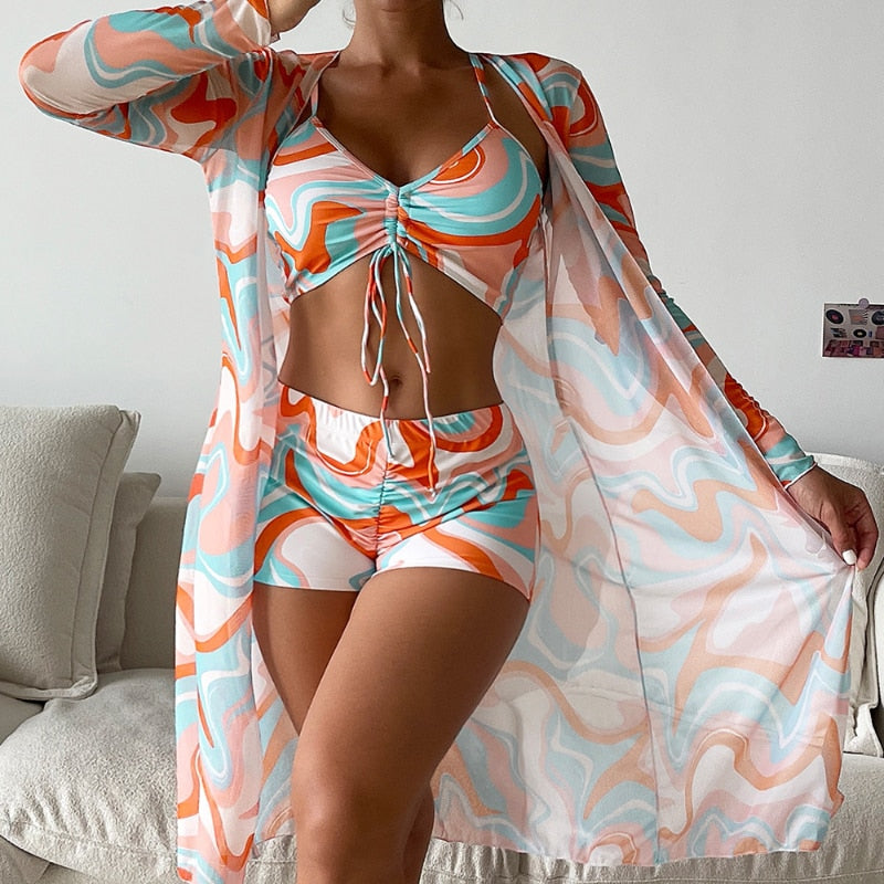 Dreiteiliger Badeanzug mit hoher Taille für Frauen [Letzter Tag Rabatt}