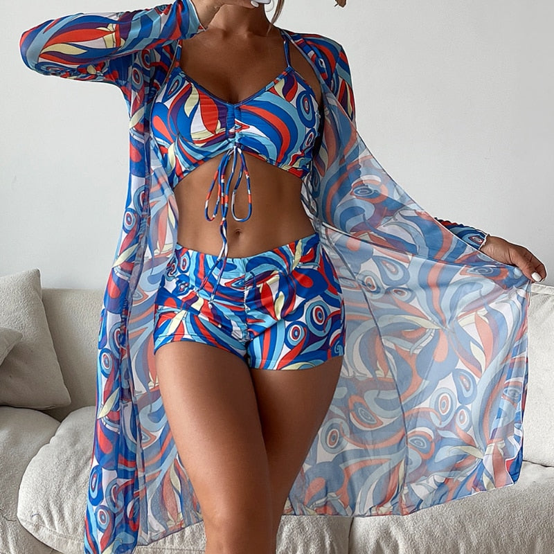 Dreiteiliger Badeanzug mit hoher Taille für Frauen [Letzter Tag Rabatt}
