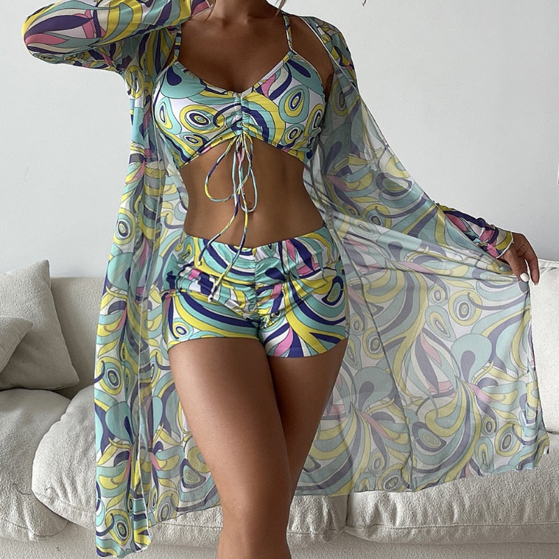 Dreiteiliger Badeanzug mit hoher Taille für Frauen [Letzter Tag Rabatt}
