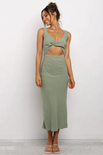 Midi-kleid Im Wickel-Stil